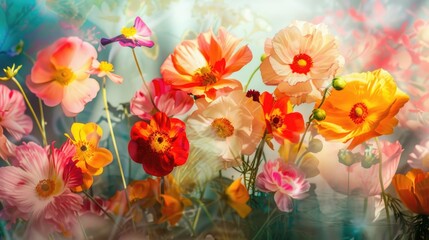Obraz premium Colorful flowers in a tall frame