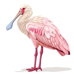 Spoonbill Retro animal fashion cartoon isolated whitebackground