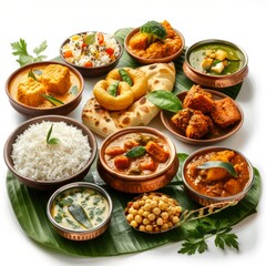indian south indian food on white background " ai generated "
