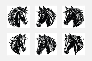 black and white horse set
