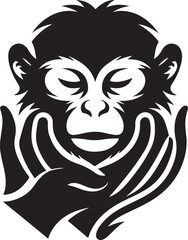 black and white illustration of a monkey