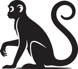 black and white illustration of a monkey