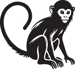 black and white illustration of a monkey