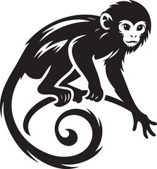 black and white illustration of a monkey