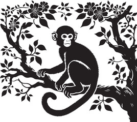 Obraz premium black and white illustration of a monky