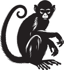 black and white illustration of a monky