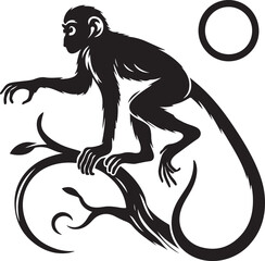 black and white illustration of a monky