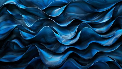 Obraz premium Abstract Digital Artwork of Blue Wavy Lines Forming Intricate Patterns on Dark Background
