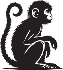 black and cartoon illustration of a monkey