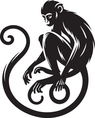 black and cartoon illustration of a monkey