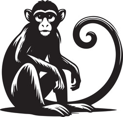 black and cartoon illustration of a monkey