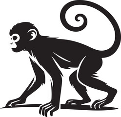 black and cartoon illustration of a monkey