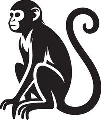 black and cartoon illustration of a monkey