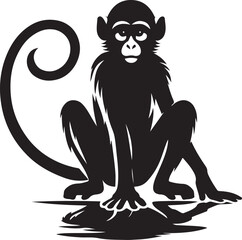 black and cartoon illustration of a monkey