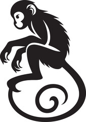 black and cartoon illustration of a monkey
