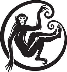 black and cartoon illustration of a monkey