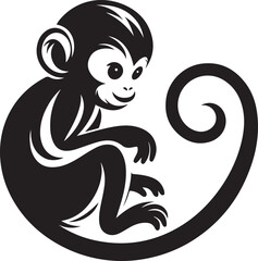black and cartoon illustration of a monkey