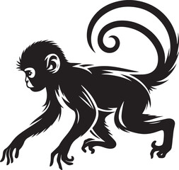 black and cartoon illustration of a monkey