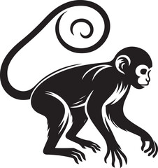 black and cartoon illustration of a monkey