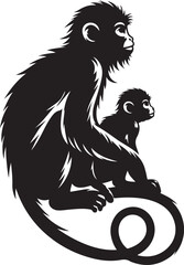 black and cartoon illustration of a monkey