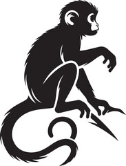 black and white illustration of a monky
