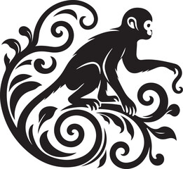 Obraz premium black and white illustration of a monky