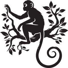 black and white background of a monkey