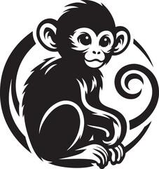 black and white background of a monkey