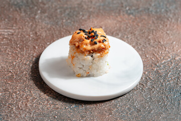 sushi is a Japanese dish of prepared vinegared rice, usually with some sugar and salt, accompanied by a variety of ingredients such as seafood, often raw and vegetables.