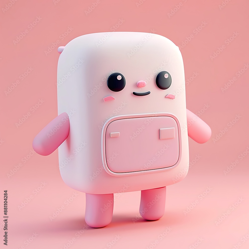 Poster adorable pink blob character with a friendly smile