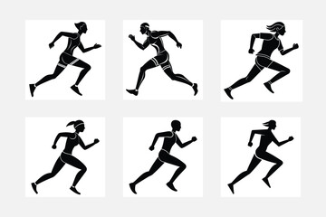 silhouettes of people running 