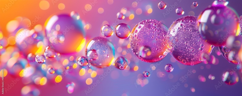 Aufkleber vibrant colored bubbles on purple background creating a lively and dynamic visual effect