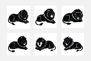 set of big  cats sleeping 