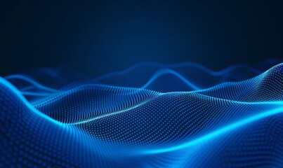 Abstract blue gradient background with digital waves and dots vector presentation design template for business technology concept