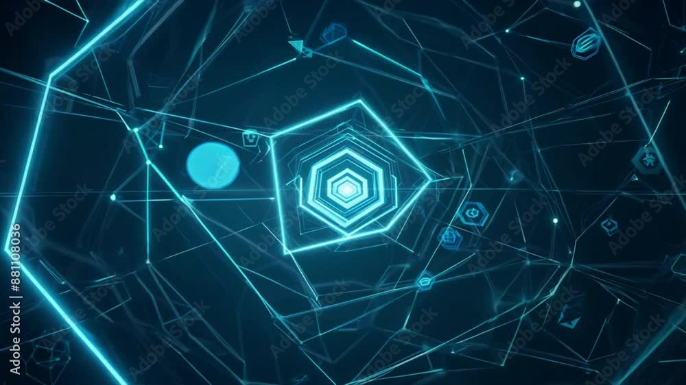 Poster abstract background hexagon network technology