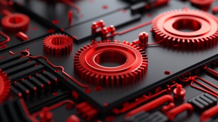 Advanced machines, intricate gears and circuits, high-resolution photo, flat design illustration, realistic photo, cinematography, hyper realistic