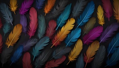 Matellic colours feathers with dark background