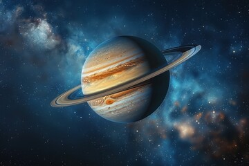 Naklejka premium Planet Saturn , highly detailed and realistic, colorful, highly detailed, realistic illustration