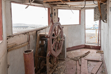 Djibouti coastline with rusty shipwreck in Tadjourah