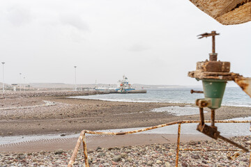 Djibouti coastline with rusty shipwreck in Tadjourah