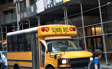 Closeup view of Yellow School bus - New York City tourism