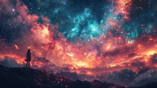 An astrophysicist observing the night sky through a powerful telescope