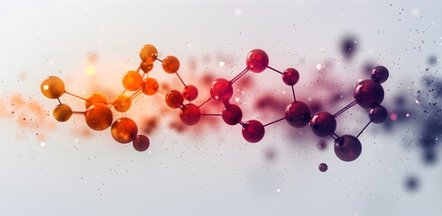 Abstract background, DNA molecule structure, colored molecules. Science or medical banner