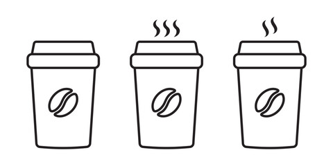 Hot coffee cup icon. Paper coffee cup icon isolated on white background.