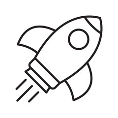 Rocket icon. Simple outline rocket sign. Rocket launched icon.