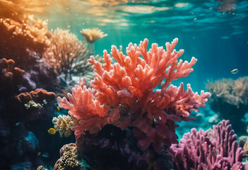 Fototapeta premium A group of underwater colorful corals
