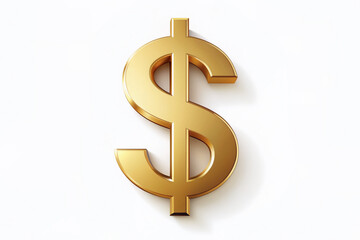 Obraz premium Stylish golden metallic dollar sign letter S logo template with subtle shadow effect on a clean white background, perfect for financial and business designs.