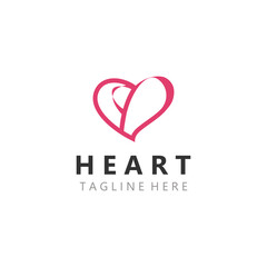 Heart logo design template, luxury ribbon Valentines day and love stripe logotype