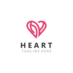 Heart logo design template, luxury ribbon Valentines day and love stripe logotype