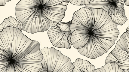 Elegant Hibiscus Flowers Line Art Illustration